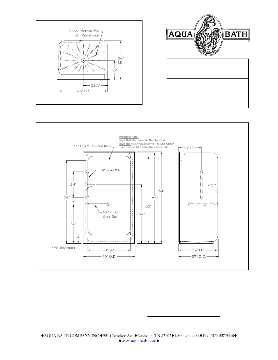 Aqua Bath IS4836SH-7 3/4 User Manual | 2 pages