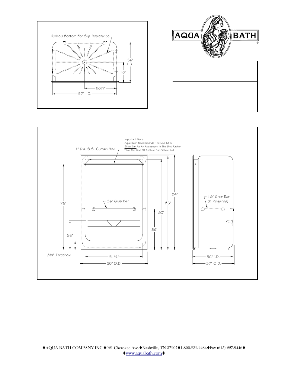 Aqua Bath IS6036SH-7 3/4 User Manual | 2 pages