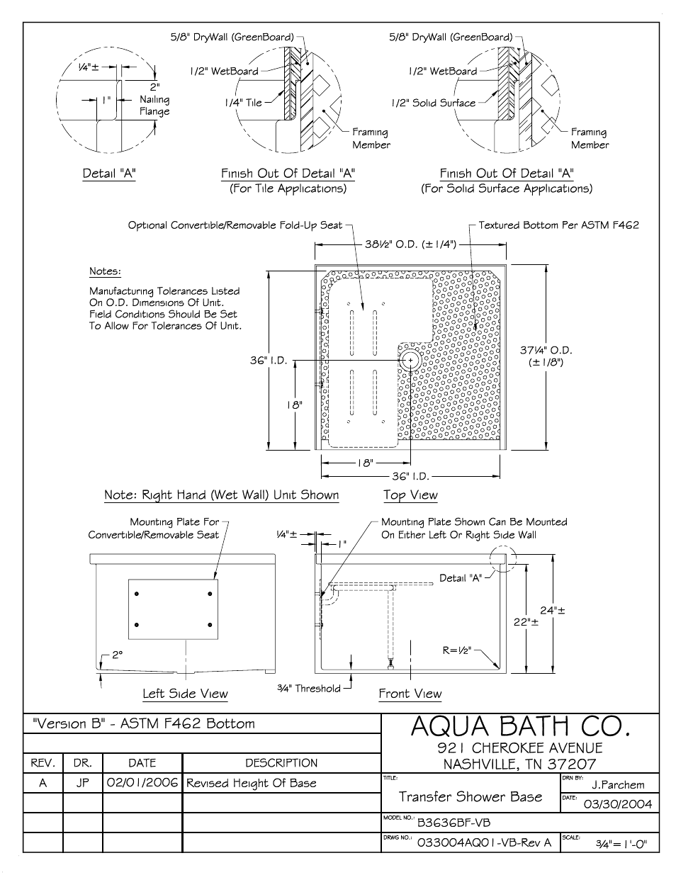 Aqua Bath B3636BF (Std Center Drain) User Manual | Page 3 / 3