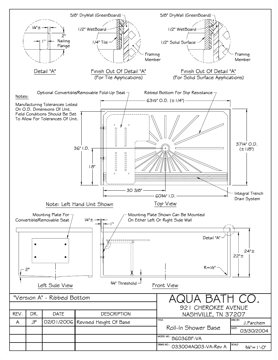 Aqua Bath B6036BF (Std Center Drain) User Manual | Page 2 / 3