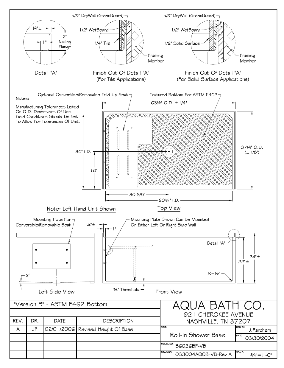 Aqua Bath B6036BF (Std Center Drain) User Manual | Page 3 / 3