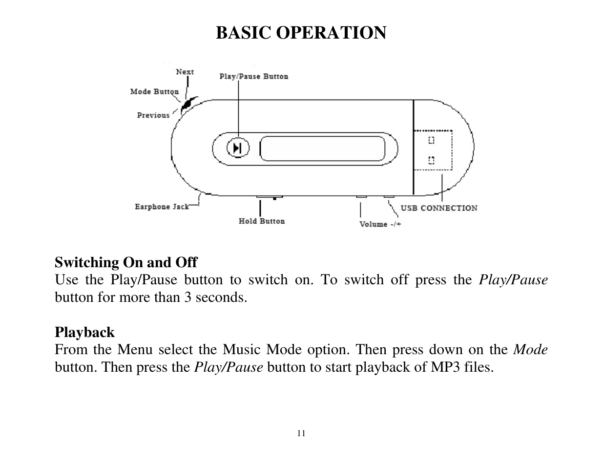 Basic operation | ATMT LITE MP3 User Manual | Page 11 / 23