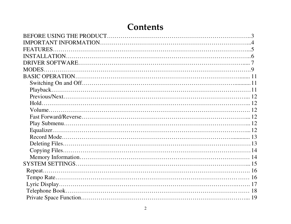 ATMT LITE MP3 User Manual | Page 2 / 23