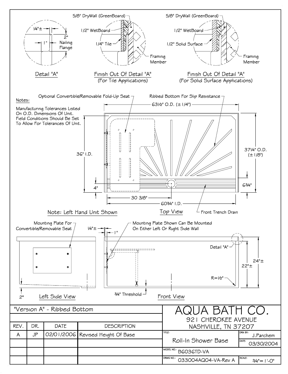 Aqua Bath B6036TD (Front Trench Drain) User Manual | Page 2 / 3
