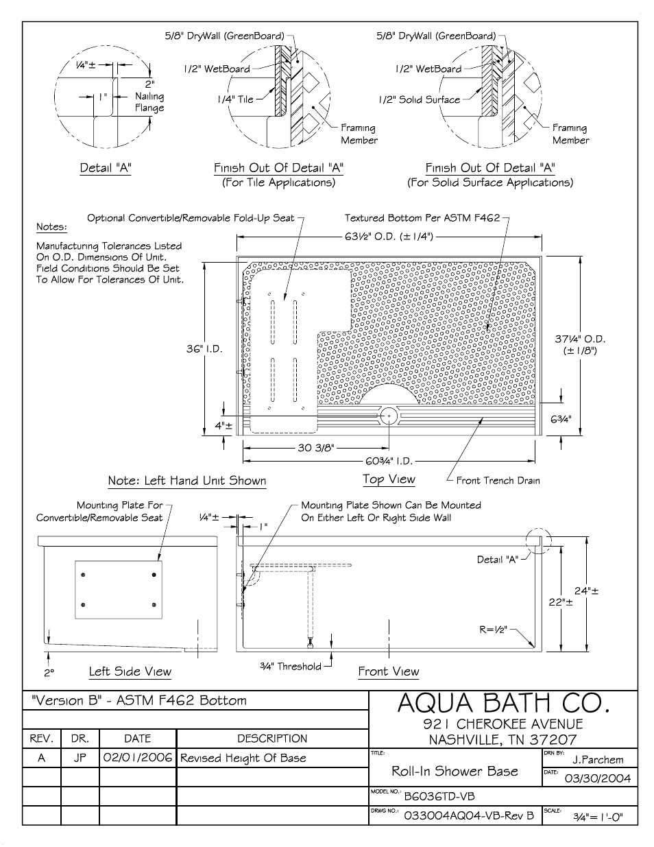 Aqua Bath B6036TD (Front Trench Drain) User Manual | Page 3 / 3