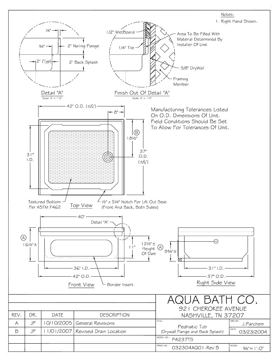 Aqua Bath P4237TS User Manual | 2 pages