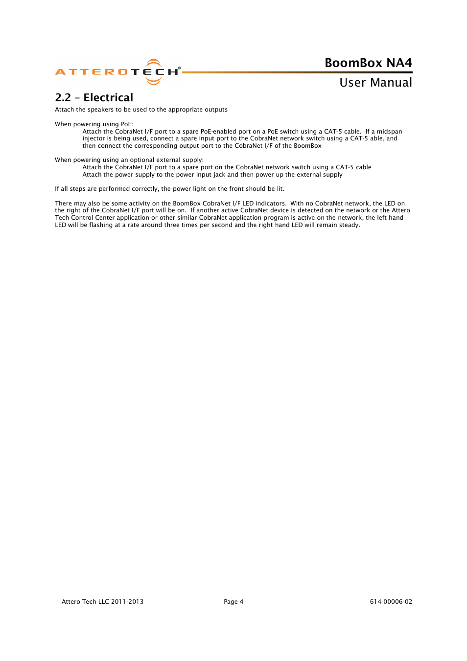 Boombox na4, User manual, 2 – electrical | Attero Tech BoomBox NA4 User Manual | Page 8 / 15