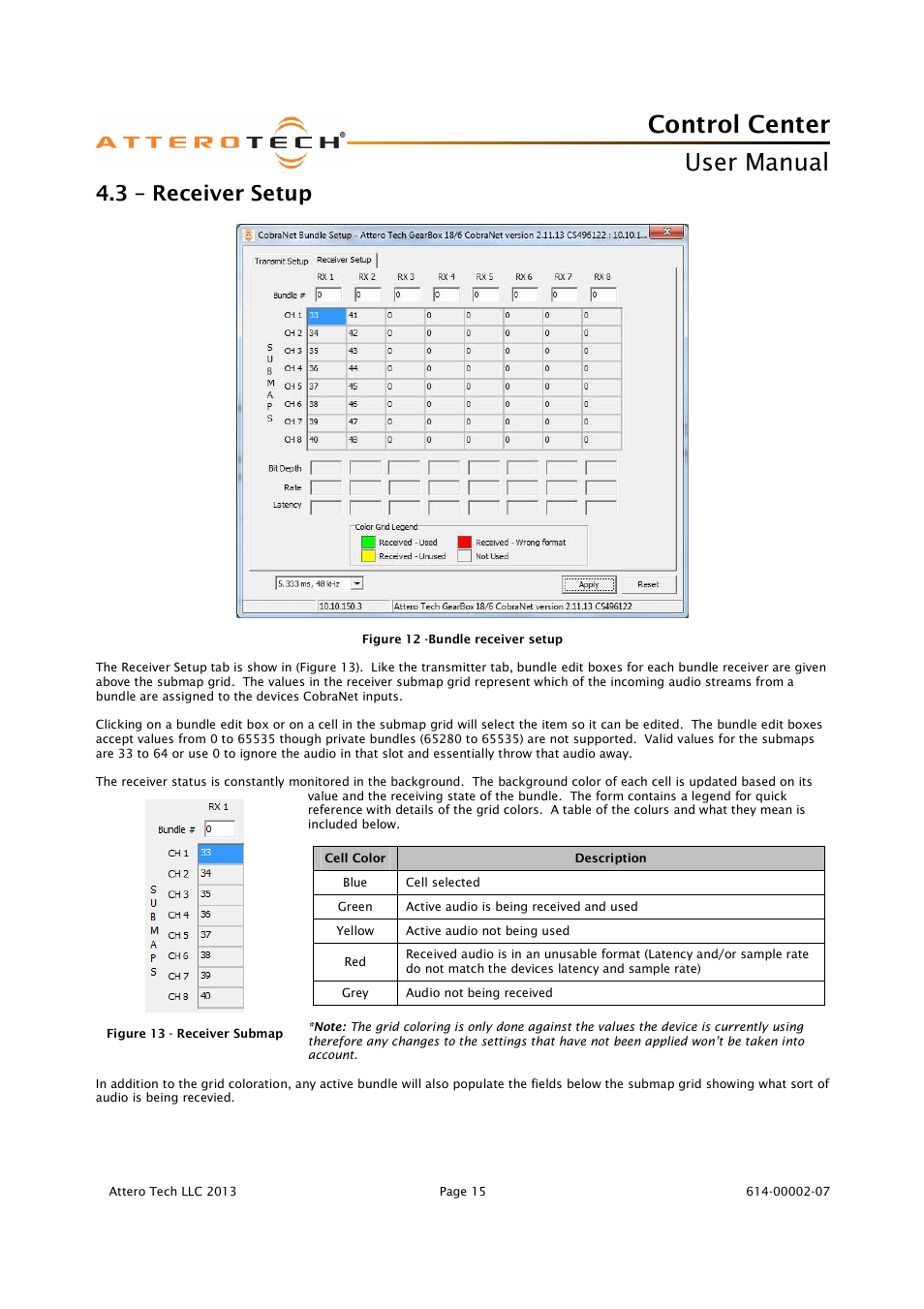 Control center, User manual, 3 – receiver setup | Attero Tech Control Center User Manual | Page 17 / 25
