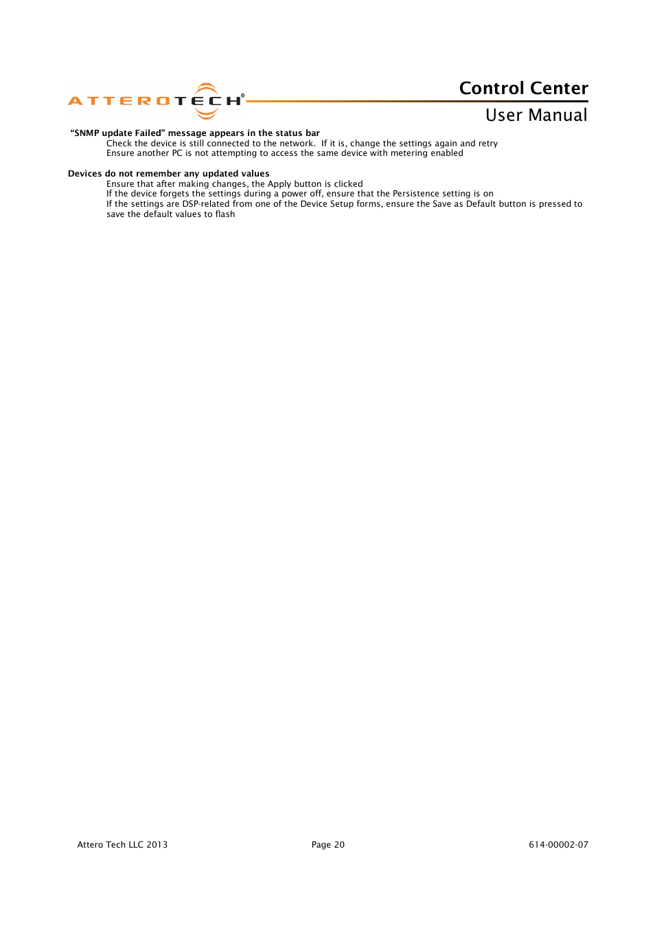 Control center, User manual | Attero Tech Control Center User Manual | Page 22 / 25