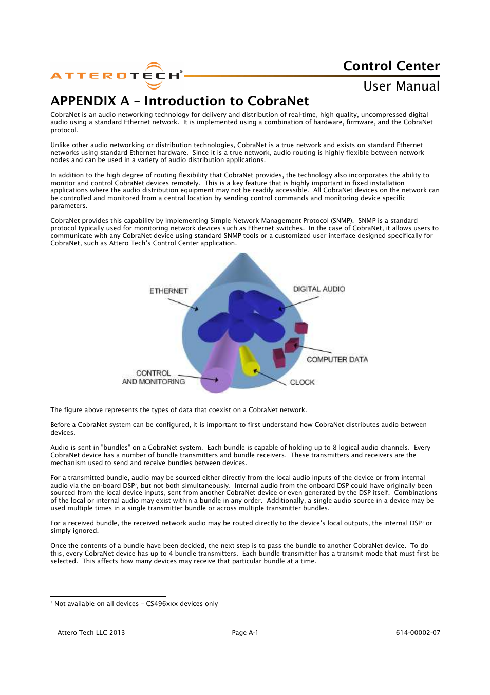 Control center, User manual, Appendix a – introduction to cobranet | Attero Tech Control Center User Manual | Page 23 / 25