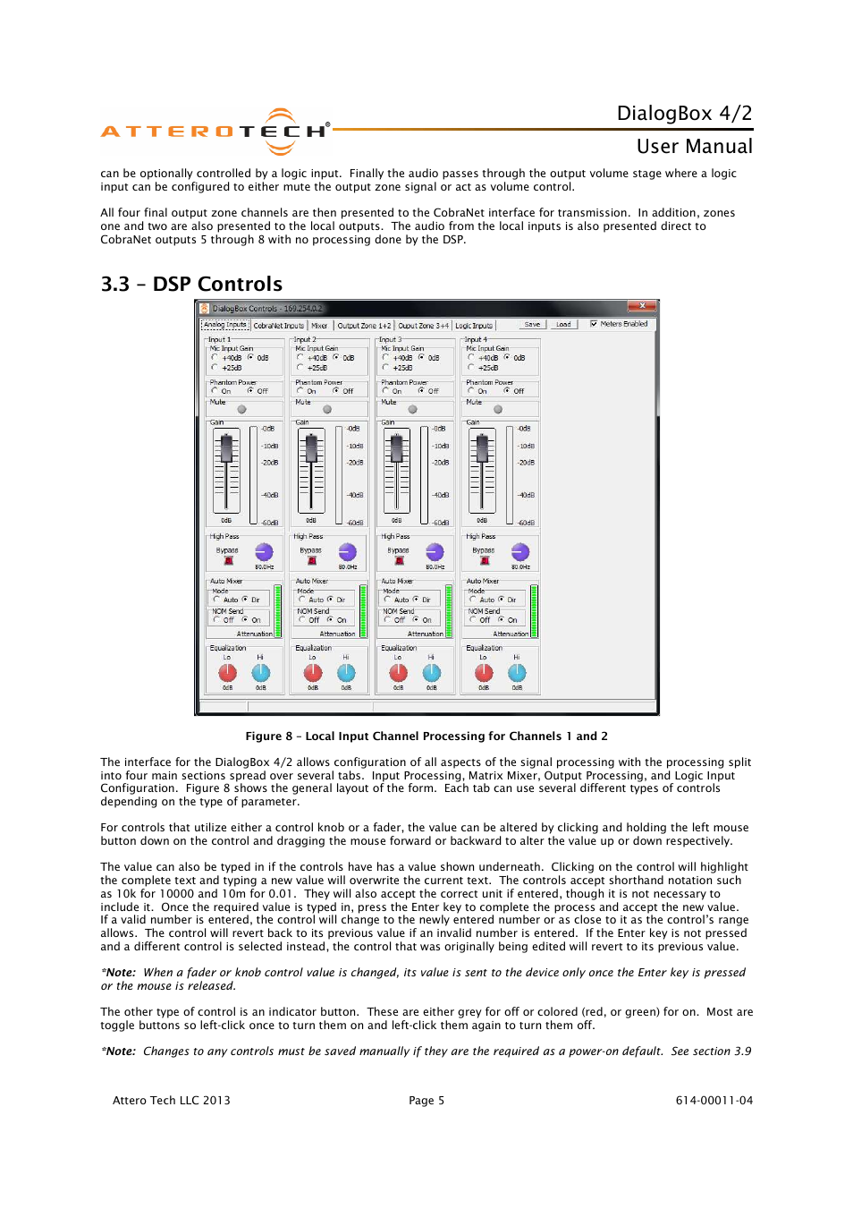 Dialogbox 4/2, User manual, 3 – dsp controls | Attero Tech DialogBox User Manual | Page 10 / 21