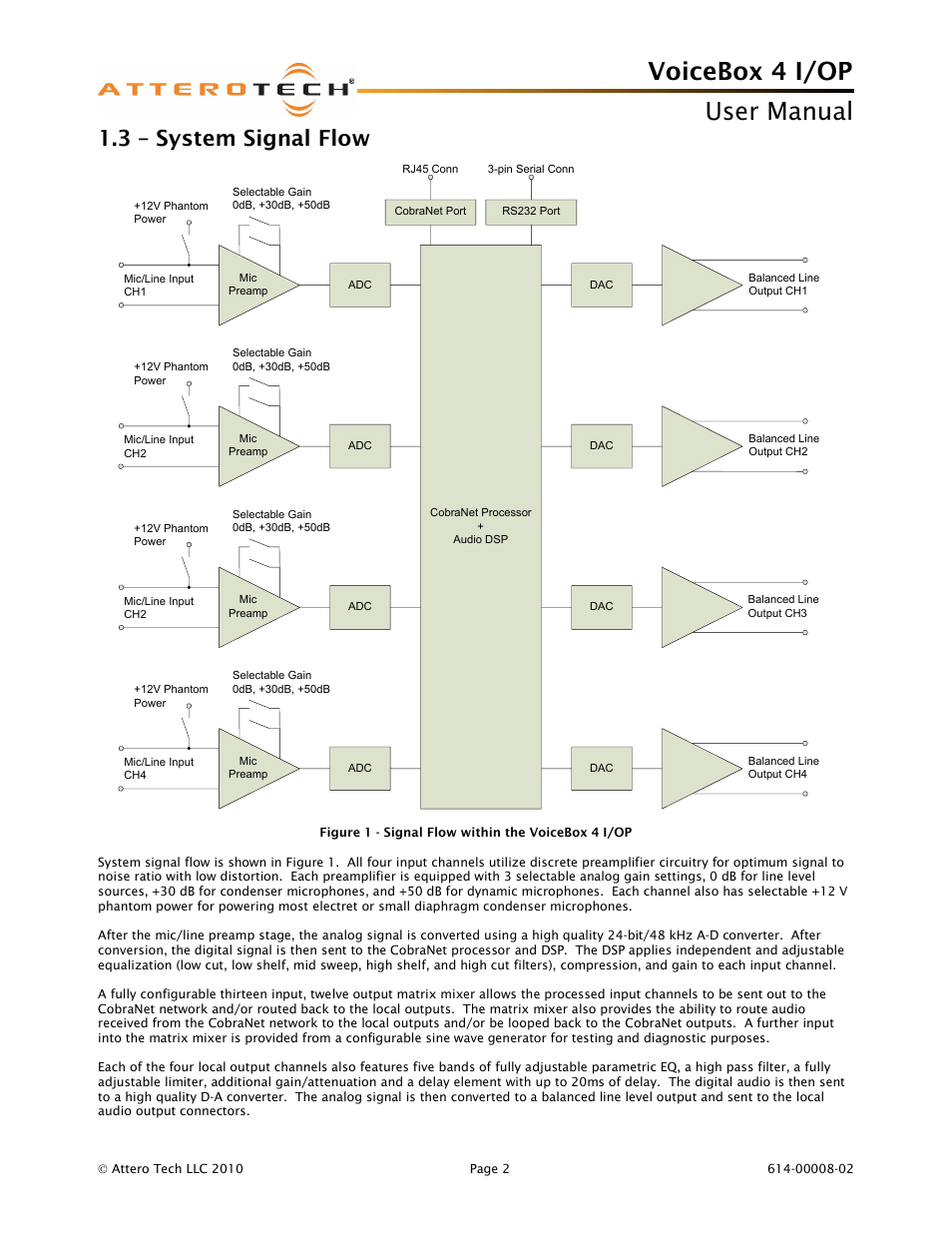 Voicebox 4 i/op user manual, 3 – system signal flow | Attero Tech Box 4 I/OP User Manual | Page 6 / 24