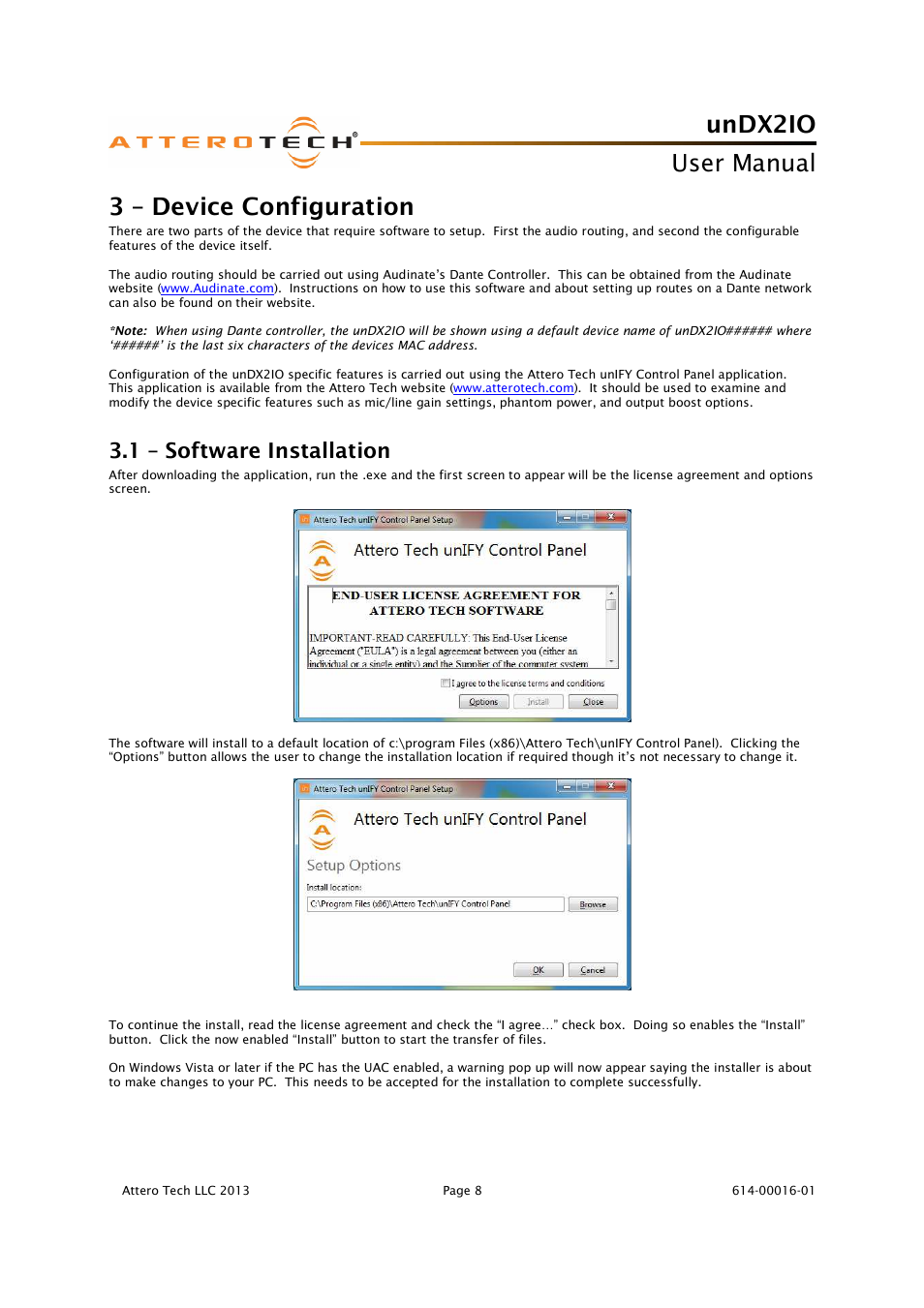 Undx2io, User manual, 3 – device configuration | 1 – software installation | Attero Tech unDX2IO User Manual | Page 9 / 14