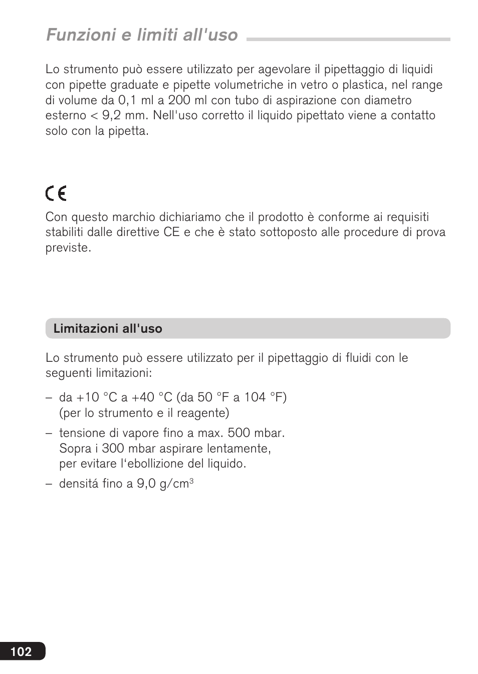 Funzioni e limiti all'uso | BrandTech Scientific accu-jetpro User Manual | Page 102 / 124
