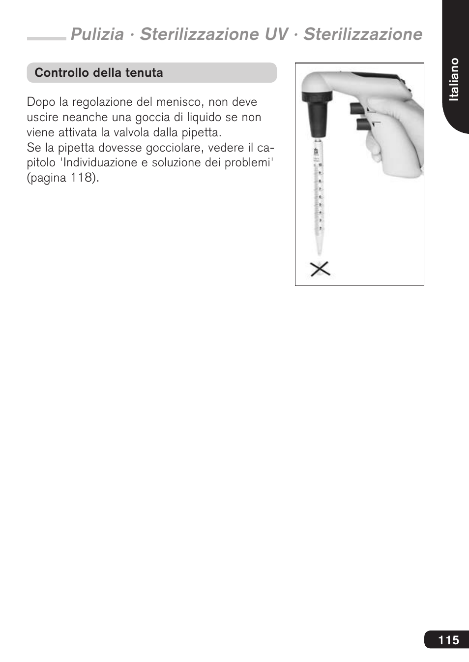 Pulizia · sterilizzazione uv · sterilizzazione | BrandTech Scientific accu-jetpro User Manual | Page 115 / 124