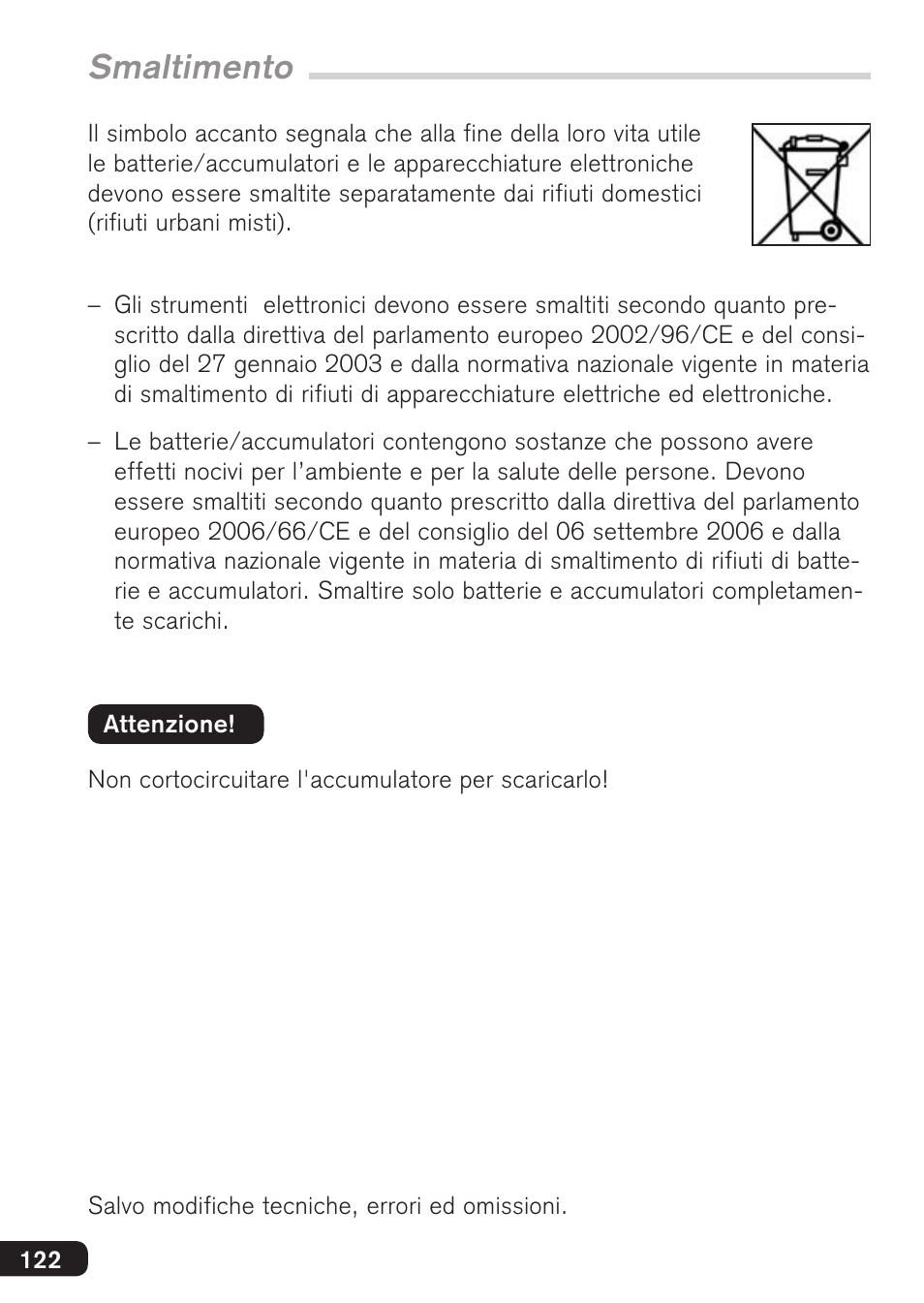Smaltimento | BrandTech Scientific accu-jetpro User Manual | Page 122 / 124