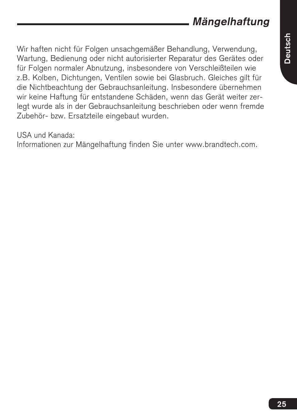 Mängelhaftung | BrandTech Scientific accu-jetpro User Manual | Page 25 / 124
