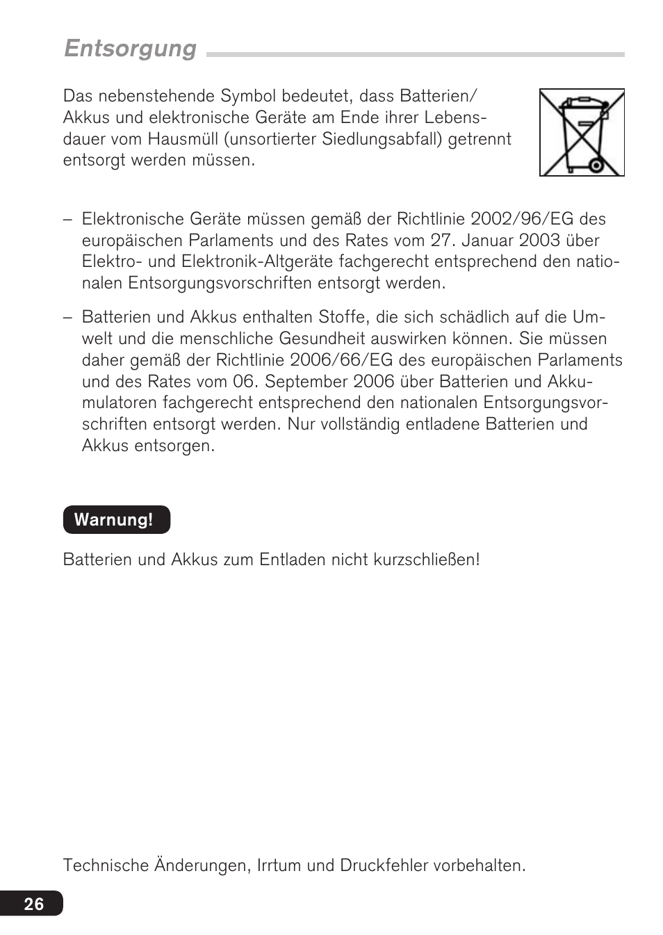 Entsorgung | BrandTech Scientific accu-jetpro User Manual | Page 26 / 124