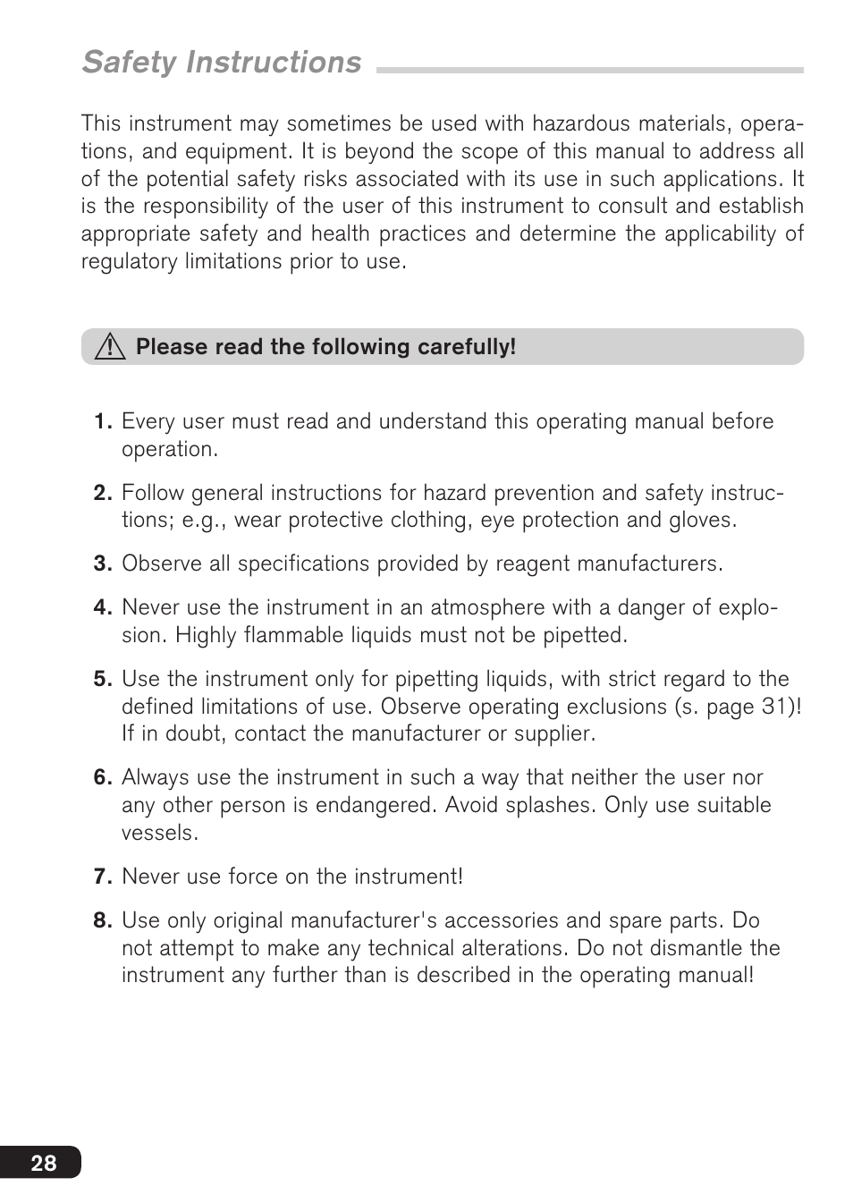Safety instructions | BrandTech Scientific accu-jetpro User Manual | Page 28 / 124