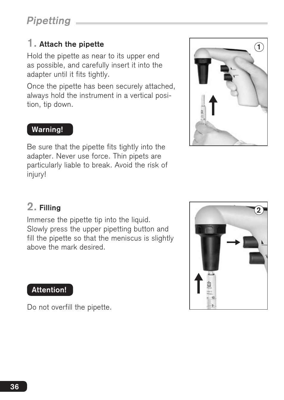 Pipetting | BrandTech Scientific accu-jetpro User Manual | Page 36 / 124