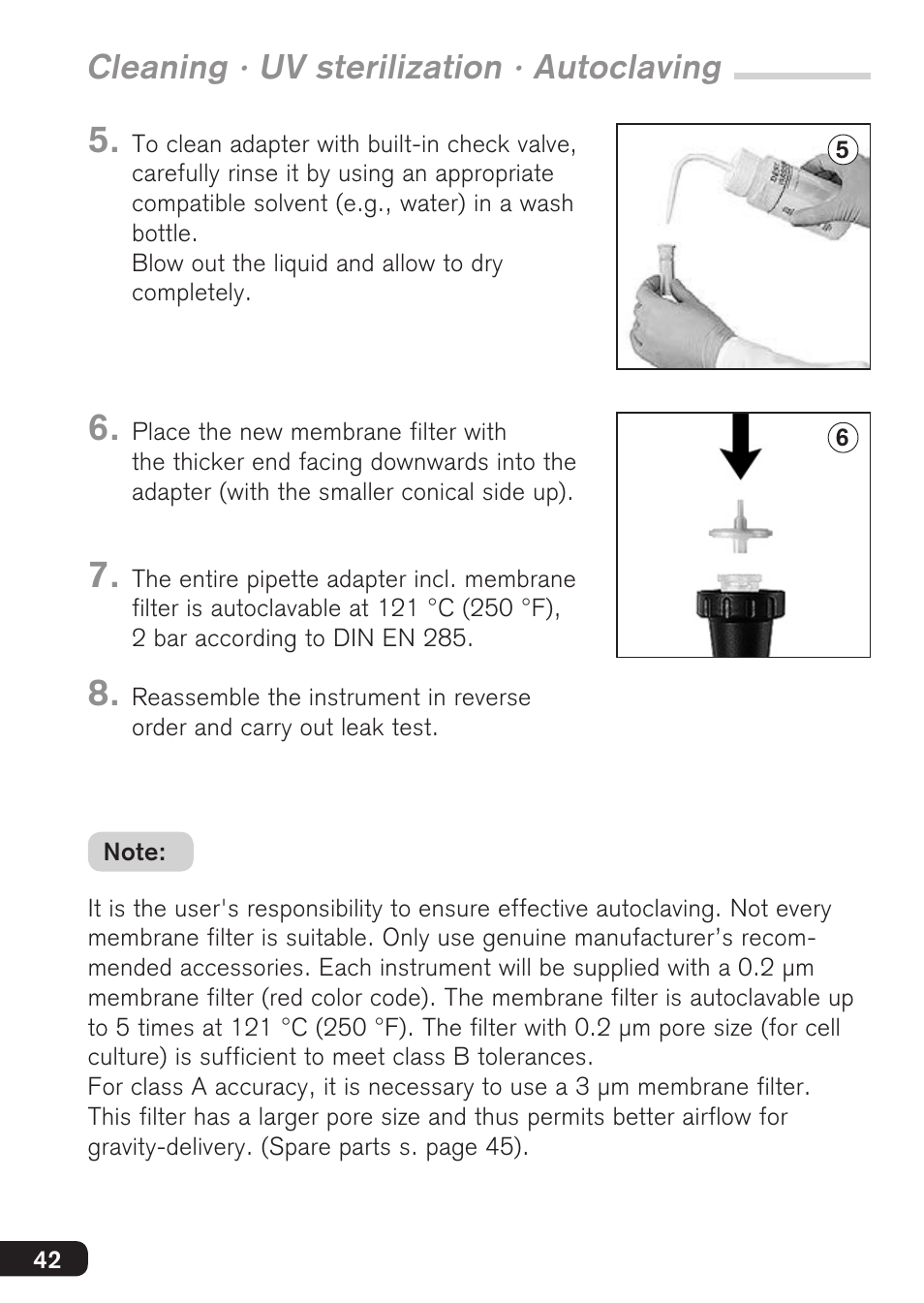 Cleaning · uv sterilization · autoclaving | BrandTech Scientific accu-jetpro User Manual | Page 42 / 124