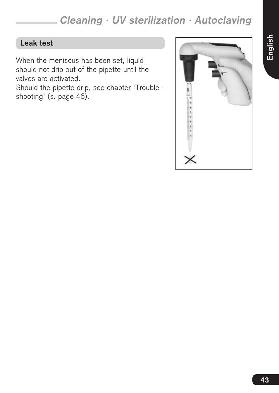 Cleaning · uv sterilization · autoclaving | BrandTech Scientific accu-jetpro User Manual | Page 43 / 124