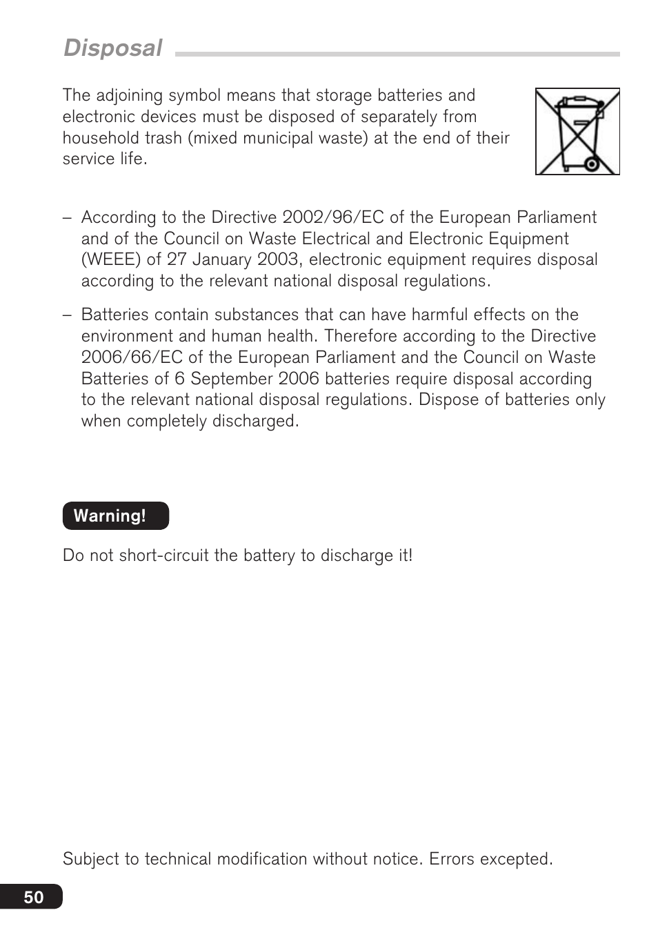 Disposal | BrandTech Scientific accu-jetpro User Manual | Page 50 / 124