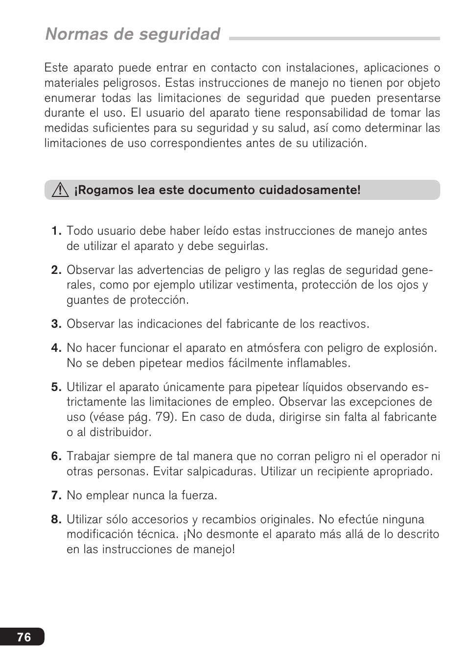 Normas de seguridad | BrandTech Scientific accu-jetpro User Manual | Page 76 / 124
