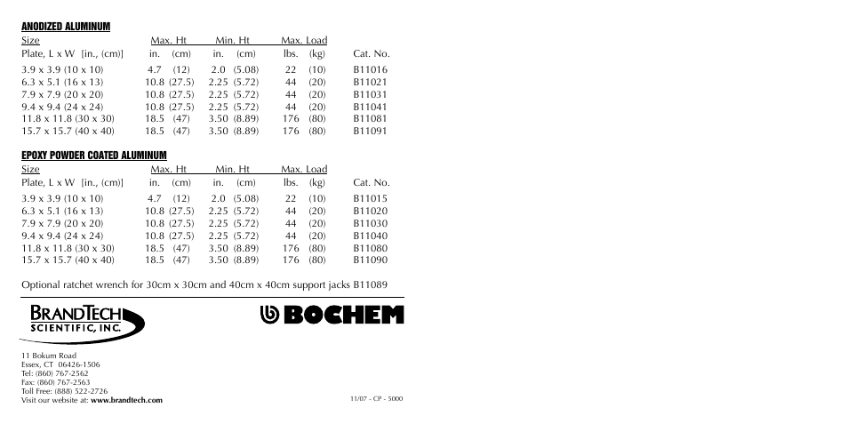 BrandTech Scientific SUPPORT jackS User Manual | Page 5 / 5