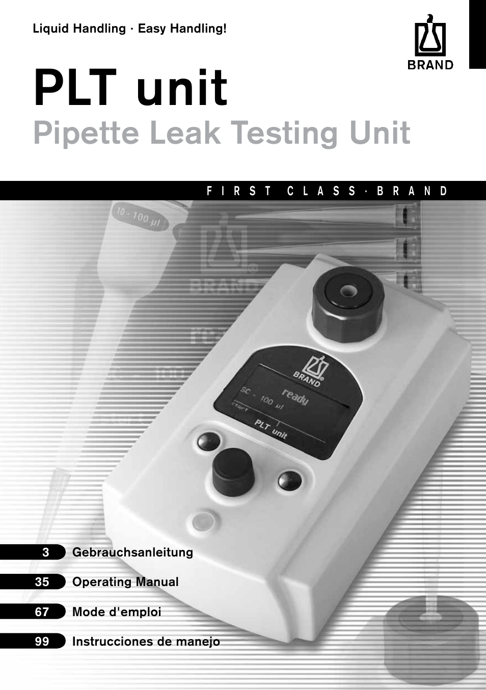 BrandTech Scientific PLT unit Pipette Leak Testing Unit User Manual | 132 pages