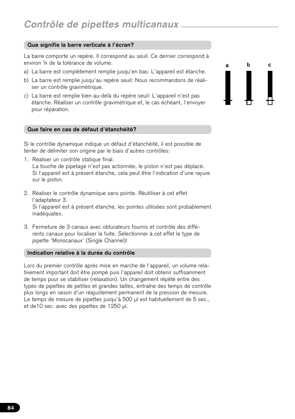 Contrôle de pipettes multicanaux | BrandTech Scientific PLT unit Pipette Leak Testing Unit User Manual | Page 84 / 132