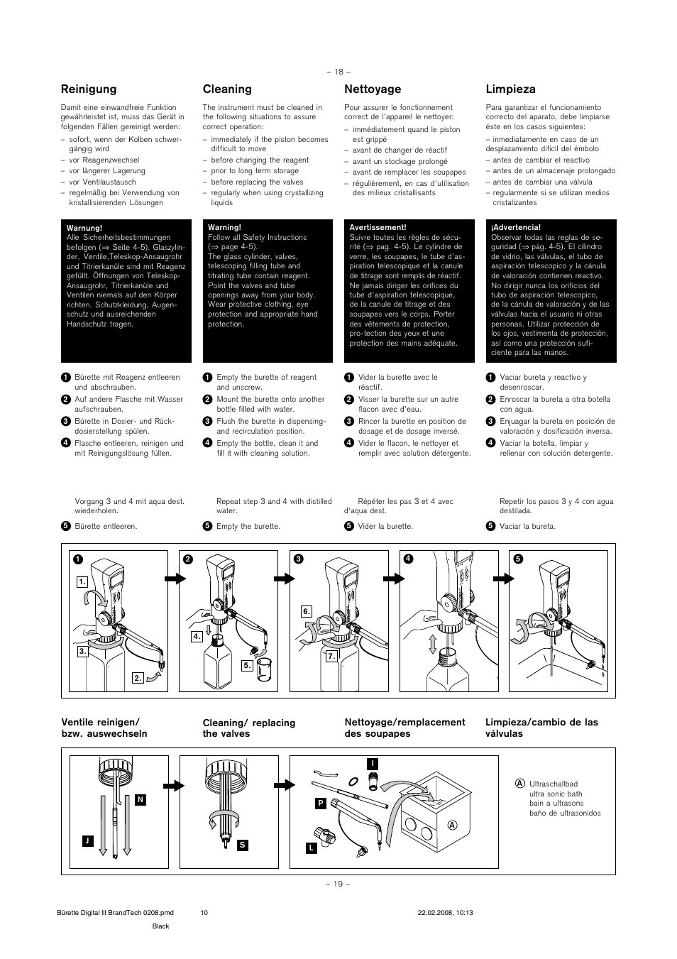 Reinigung, Cleaning, Nettoyage | Limpieza | BrandTech Scientific Digital Buret TMIII Burette Digitale TMIII User Manual | Page 10 / 17