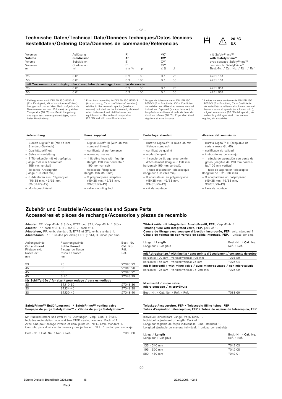 BrandTech Scientific Digital Buret TMIII Burette Digitale TMIII User Manual | Page 15 / 17