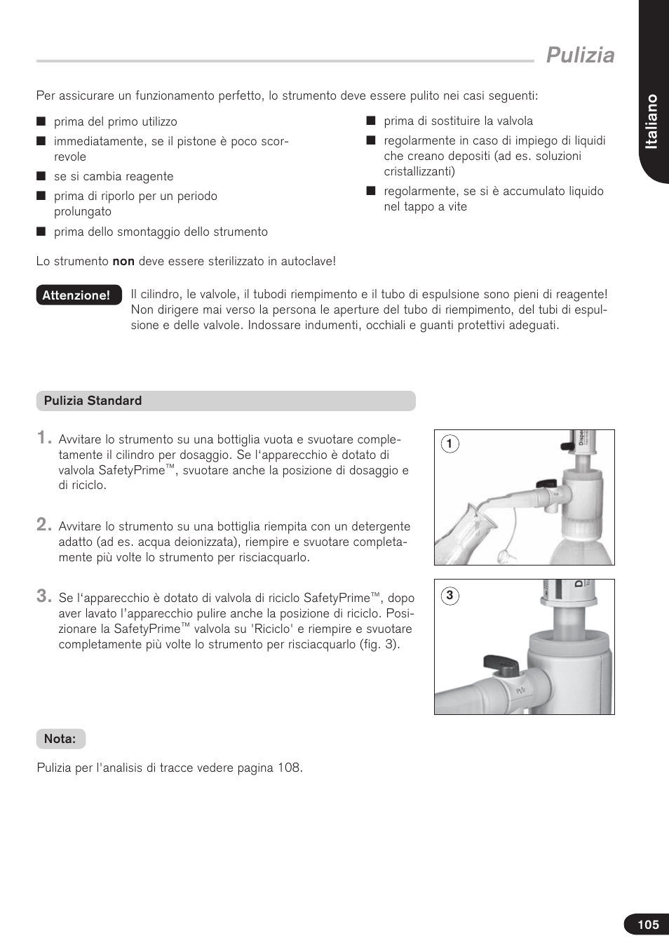 Pulizia | BrandTech Scientific Dispensette TA User Manual | Page 105 / 114