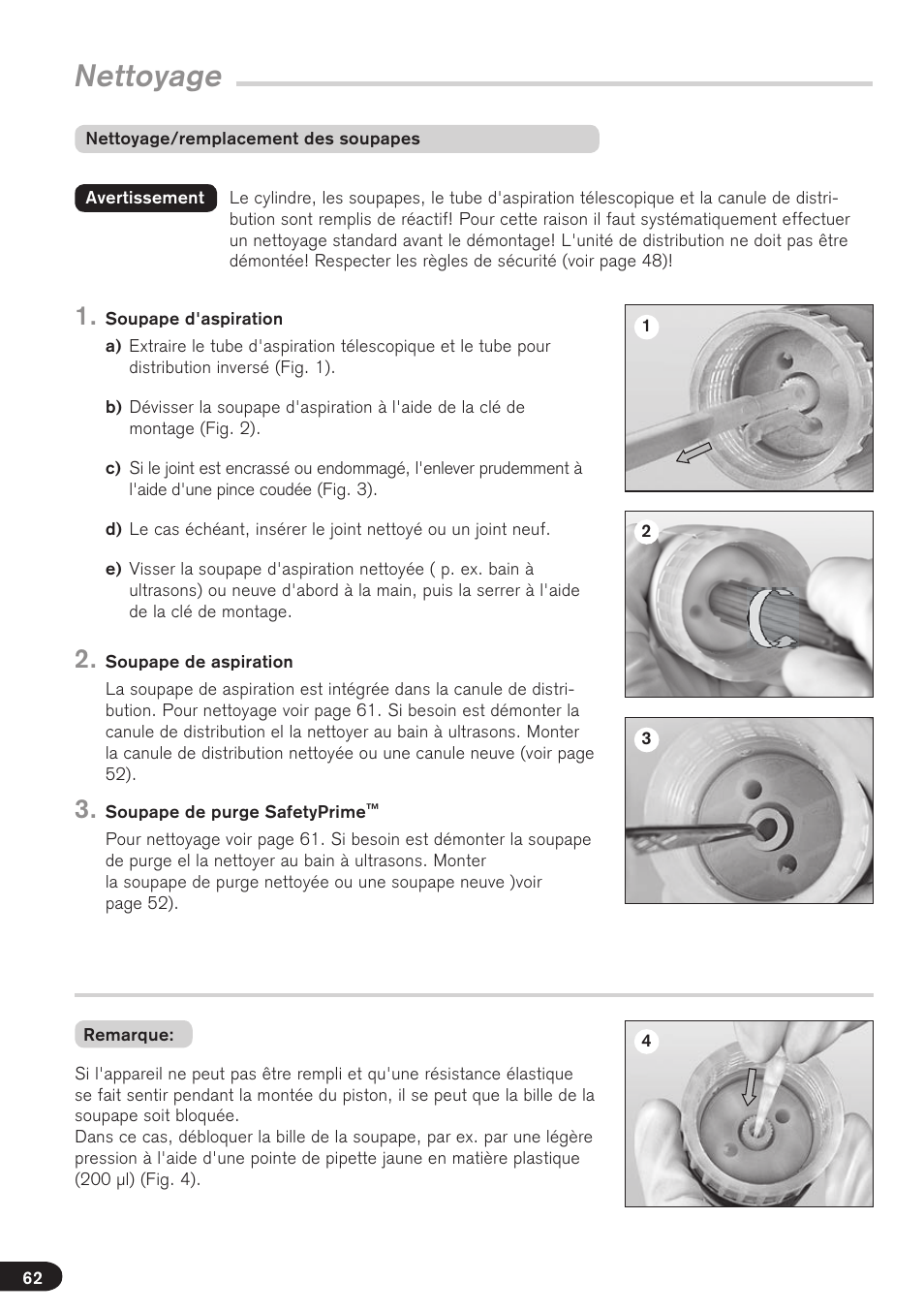 Nettoyage | BrandTech Scientific Dispensette TA User Manual | Page 62 / 114