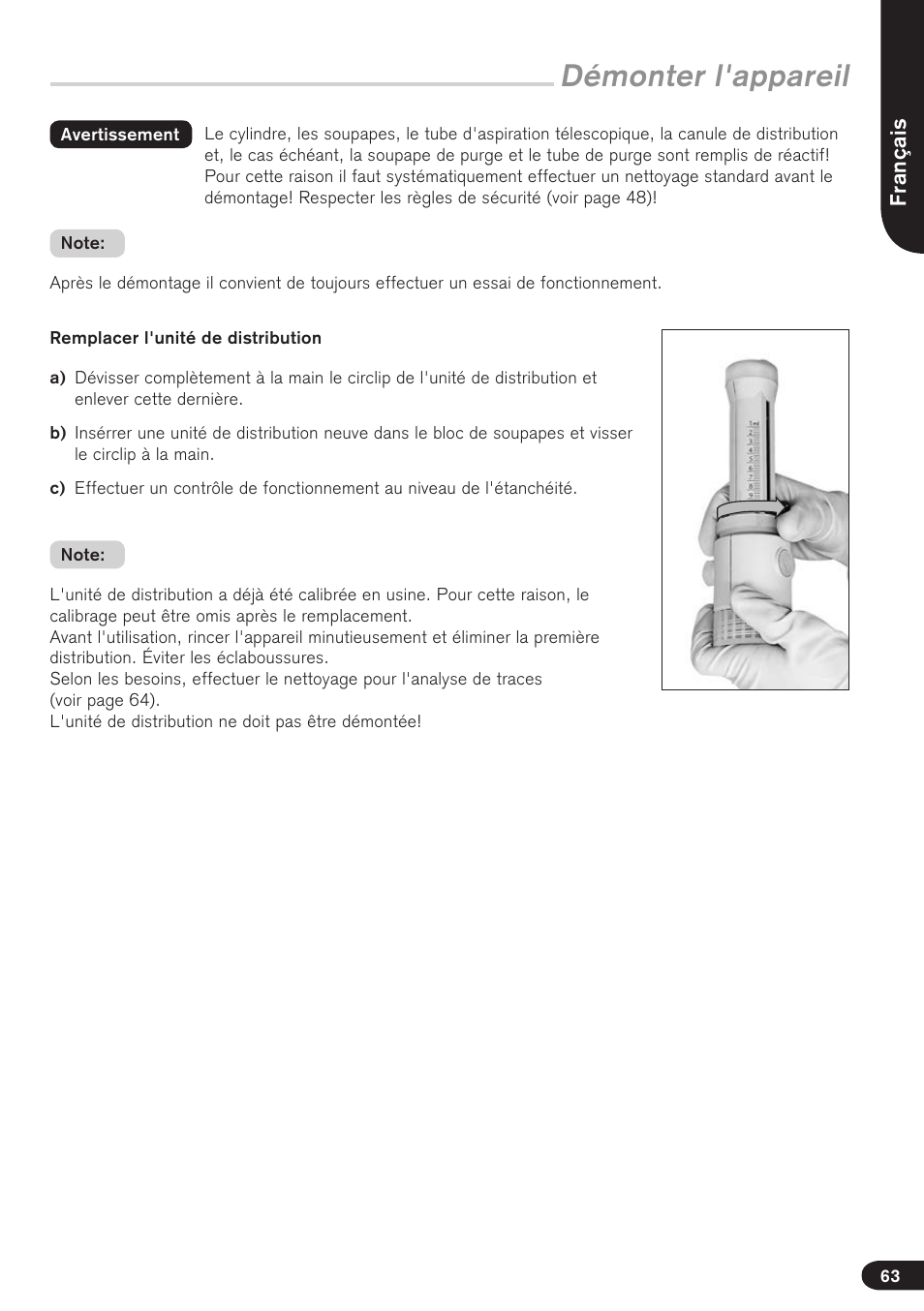 Démonter l'appareil | BrandTech Scientific Dispensette TA User Manual | Page 63 / 114