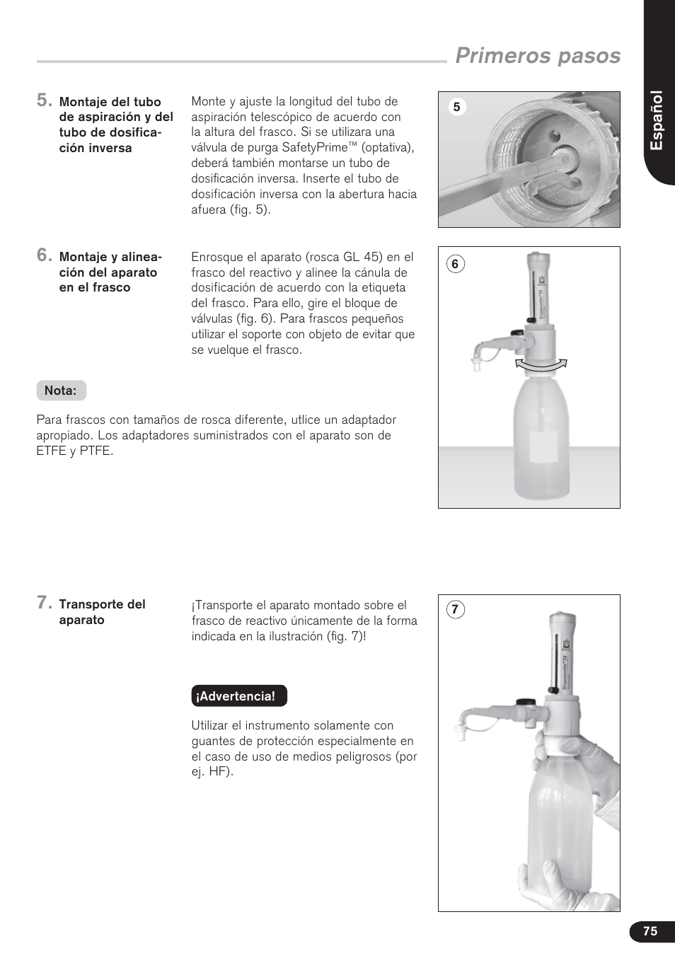 Primeros pasos | BrandTech Scientific Dispensette TA User Manual | Page 75 / 114