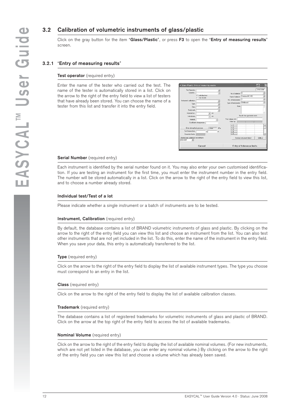 Easycal, User guide | BrandTech Scientific EASYCAL 4.0 User Manual | Page 12 / 36