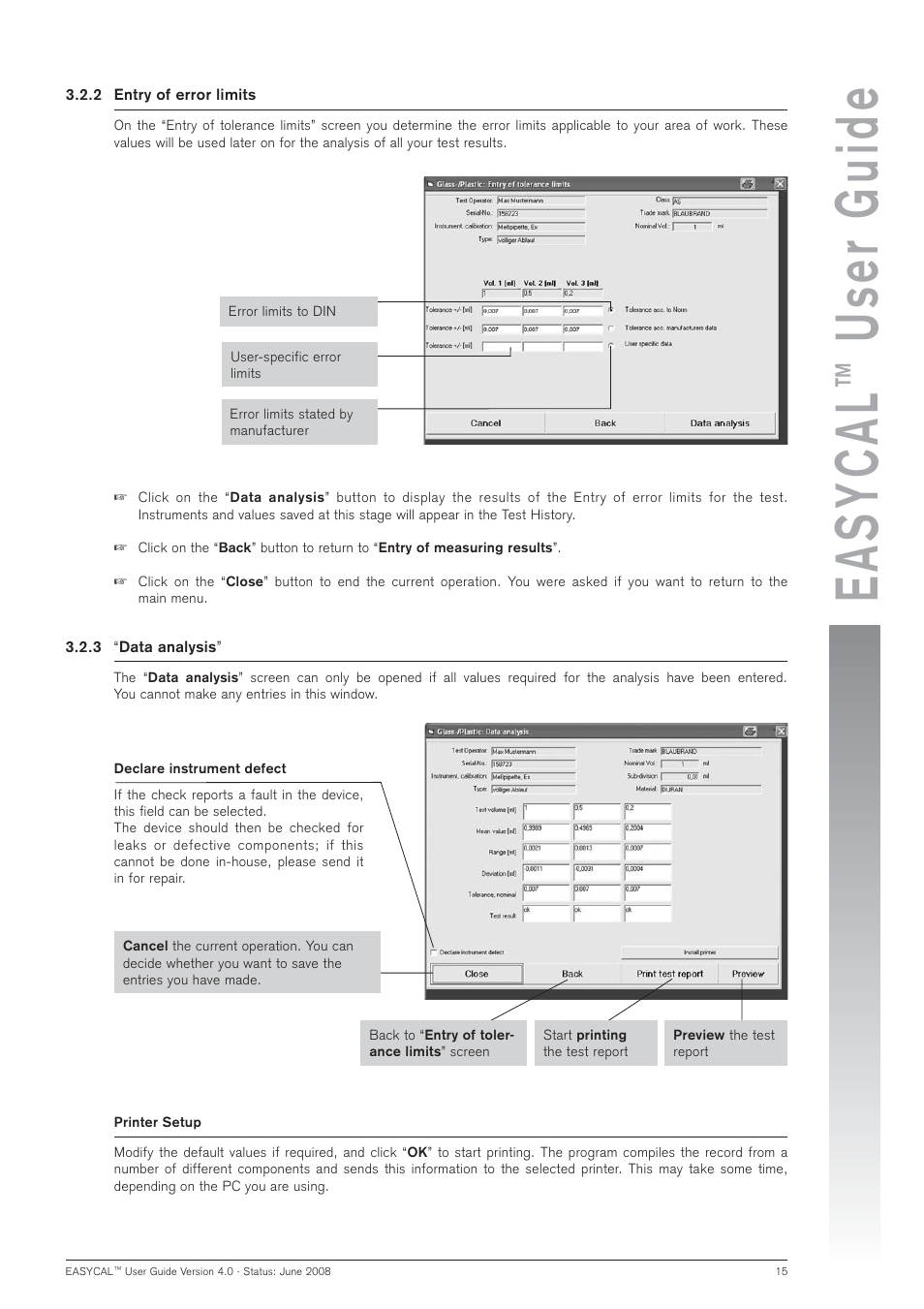 Easycal, User guide | BrandTech Scientific EASYCAL 4.0 User Manual | Page 15 / 36