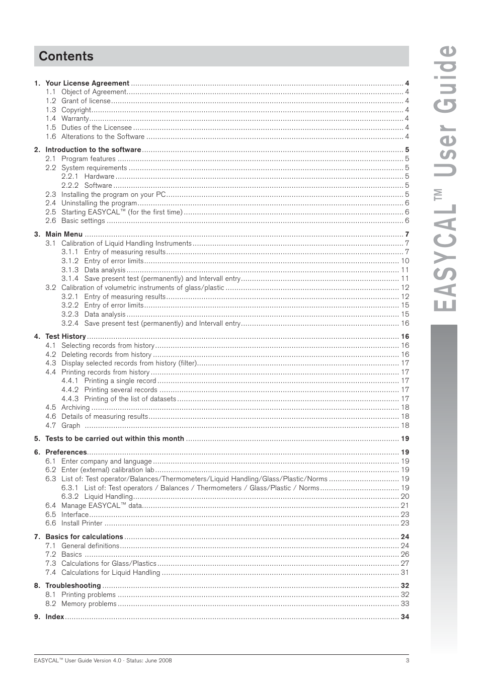 BrandTech Scientific EASYCAL 4.0 User Manual | Page 3 / 36
