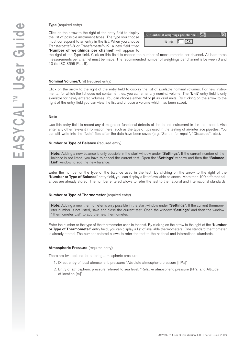 Easycal, User guide | BrandTech Scientific EASYCAL 4.0 User Manual | Page 8 / 36