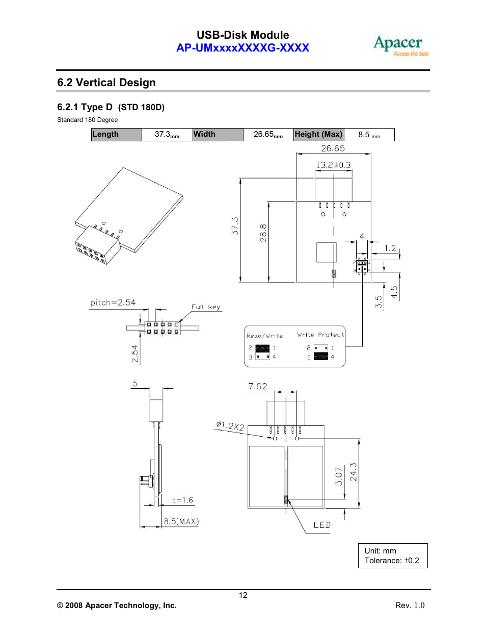 2 vertical design | Apacer Technology USB-Disk Module Ⅱ User Manual | Page 12 / 19