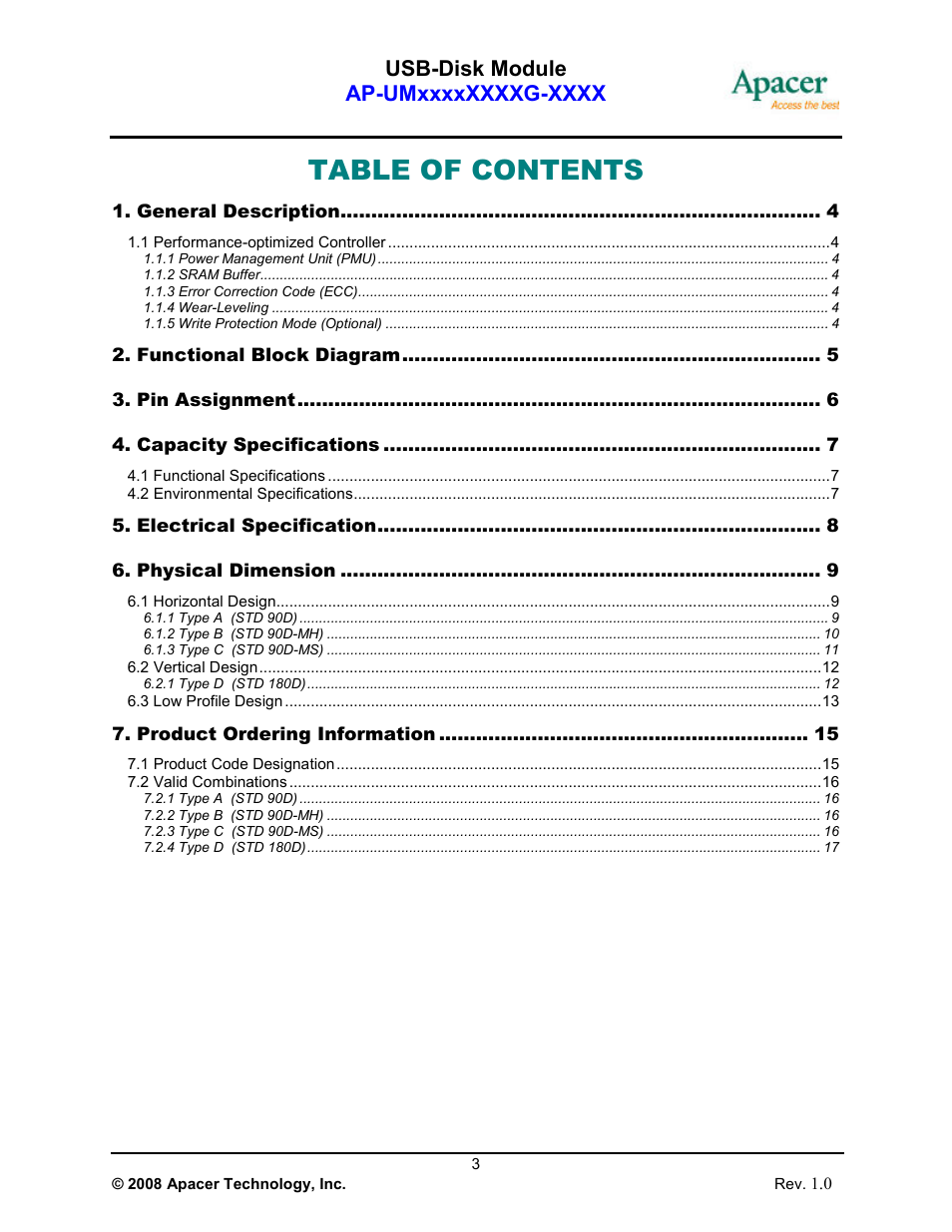 Apacer Technology USB-Disk Module Ⅱ User Manual | Page 3 / 19