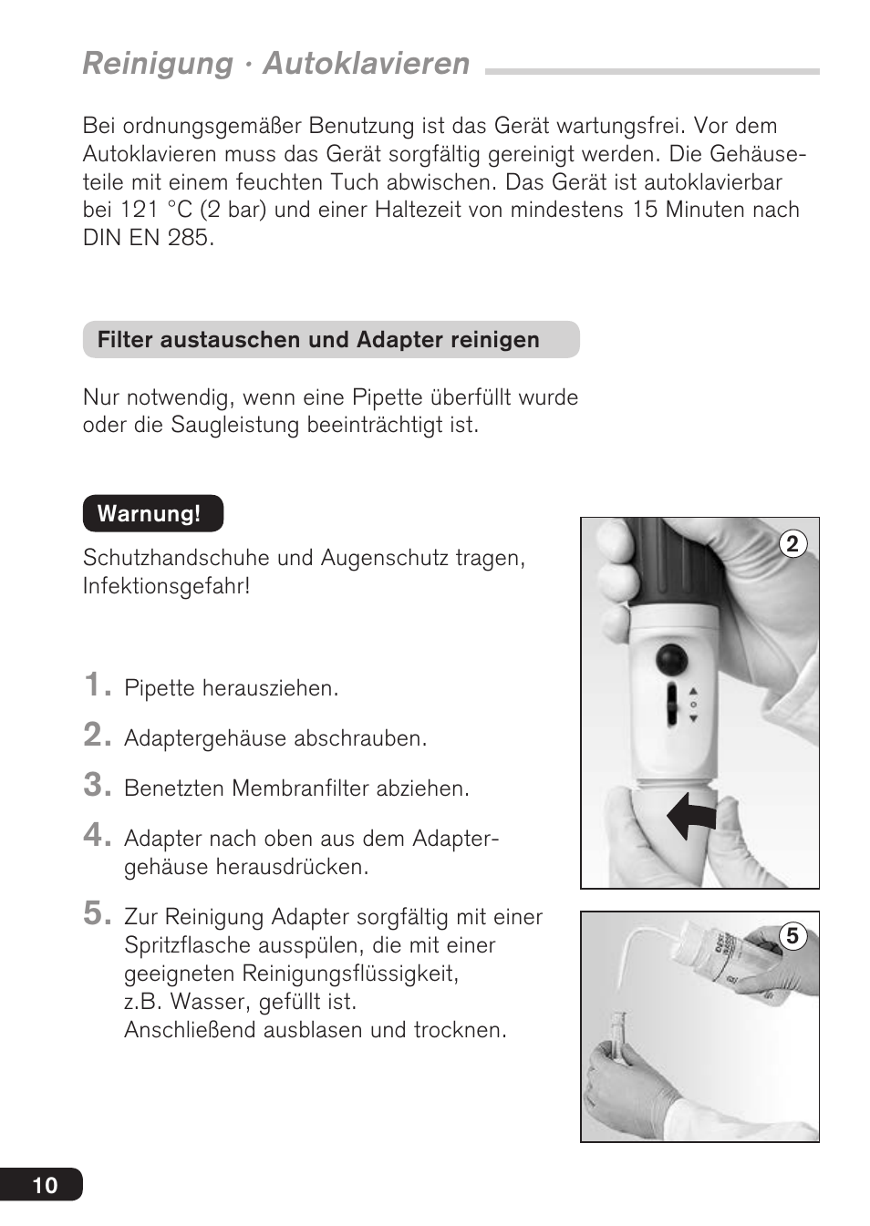 Reinigung · autoklavieren | BrandTech Scientific macro User Manual | Page 10 / 84