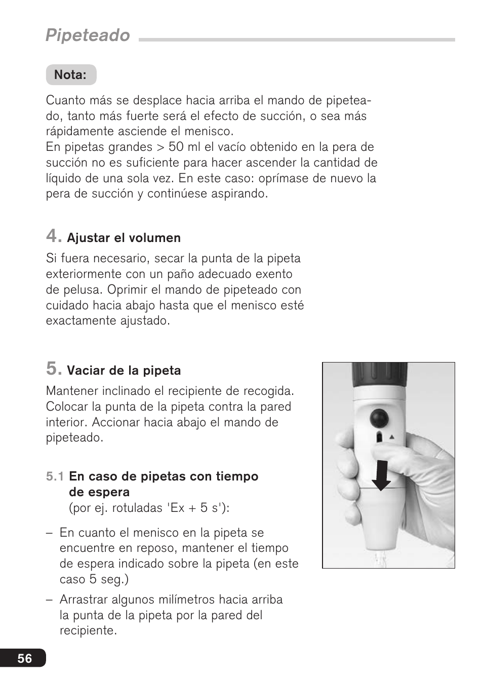 Pipeteado | BrandTech Scientific macro User Manual | Page 56 / 84