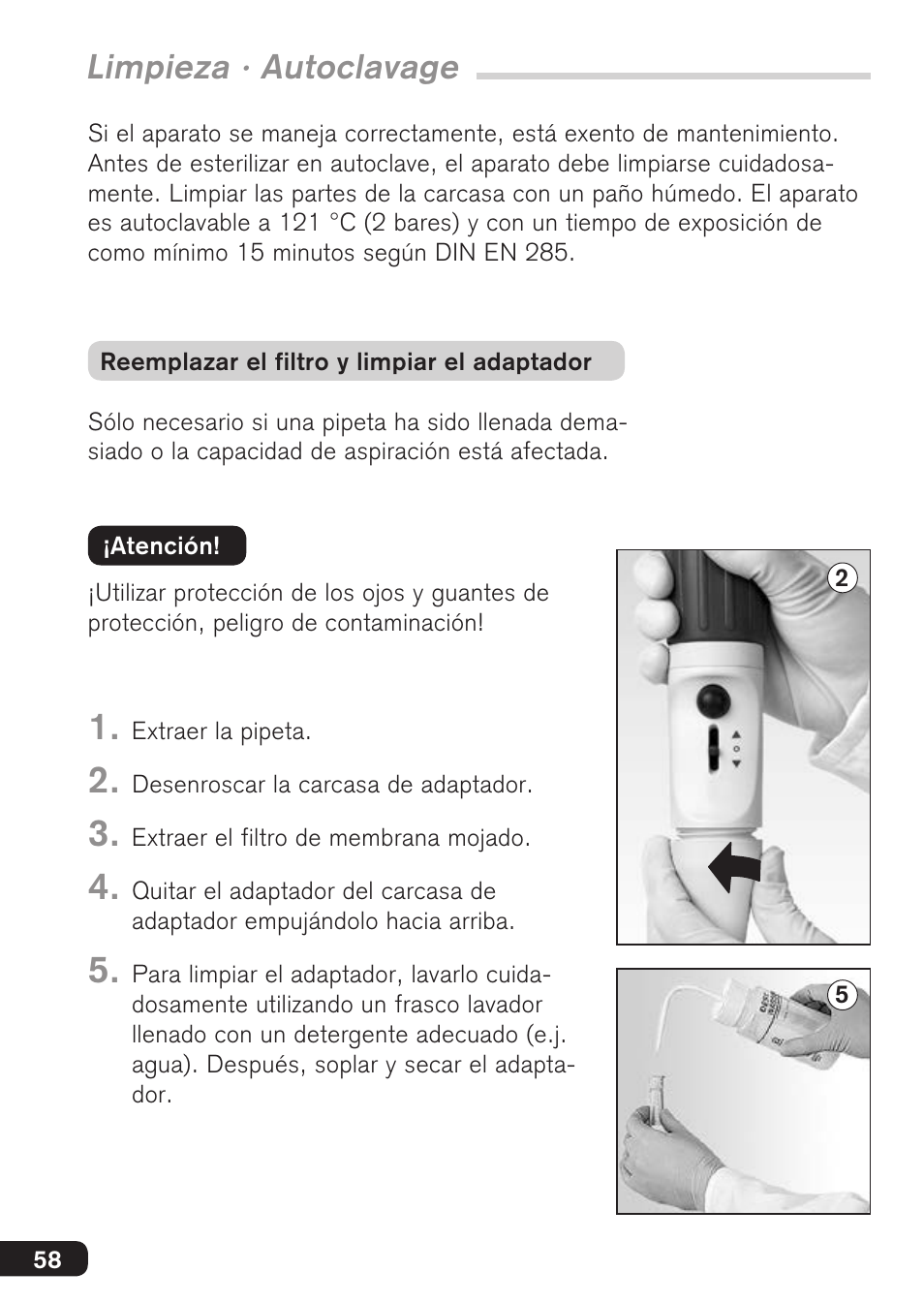 Limpieza · autoclavage | BrandTech Scientific macro User Manual | Page 58 / 84