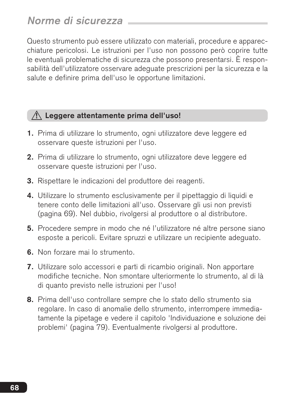 Norme di sicurezza | BrandTech Scientific macro User Manual | Page 68 / 84