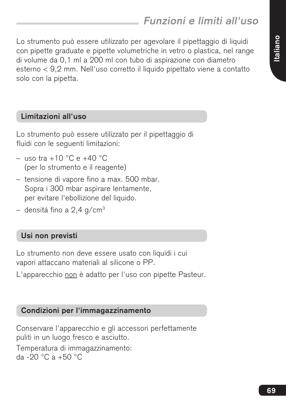 Funzioni e limiti all'uso | BrandTech Scientific macro User Manual | Page 69 / 84