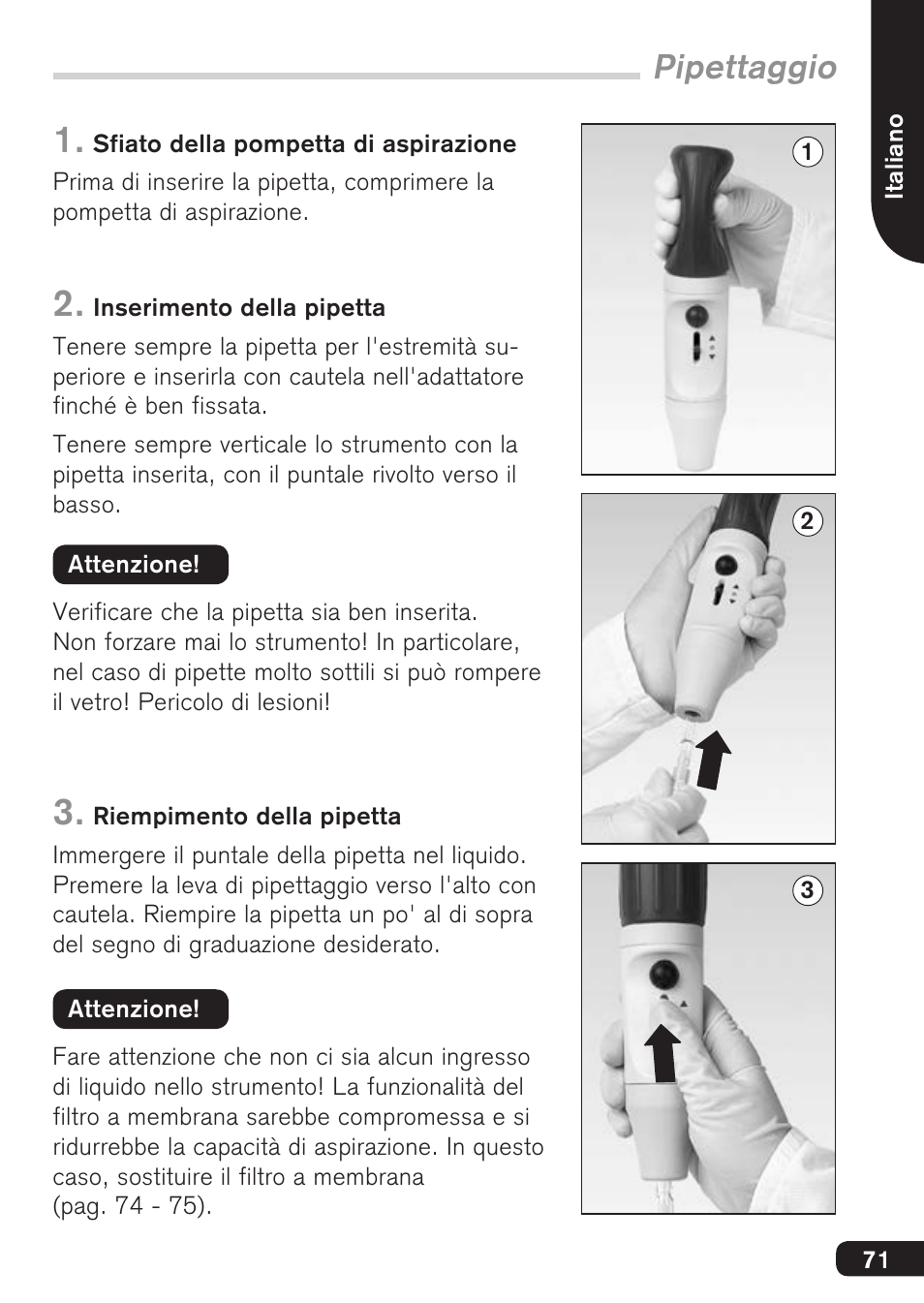 Pipettaggio | BrandTech Scientific macro User Manual | Page 71 / 84