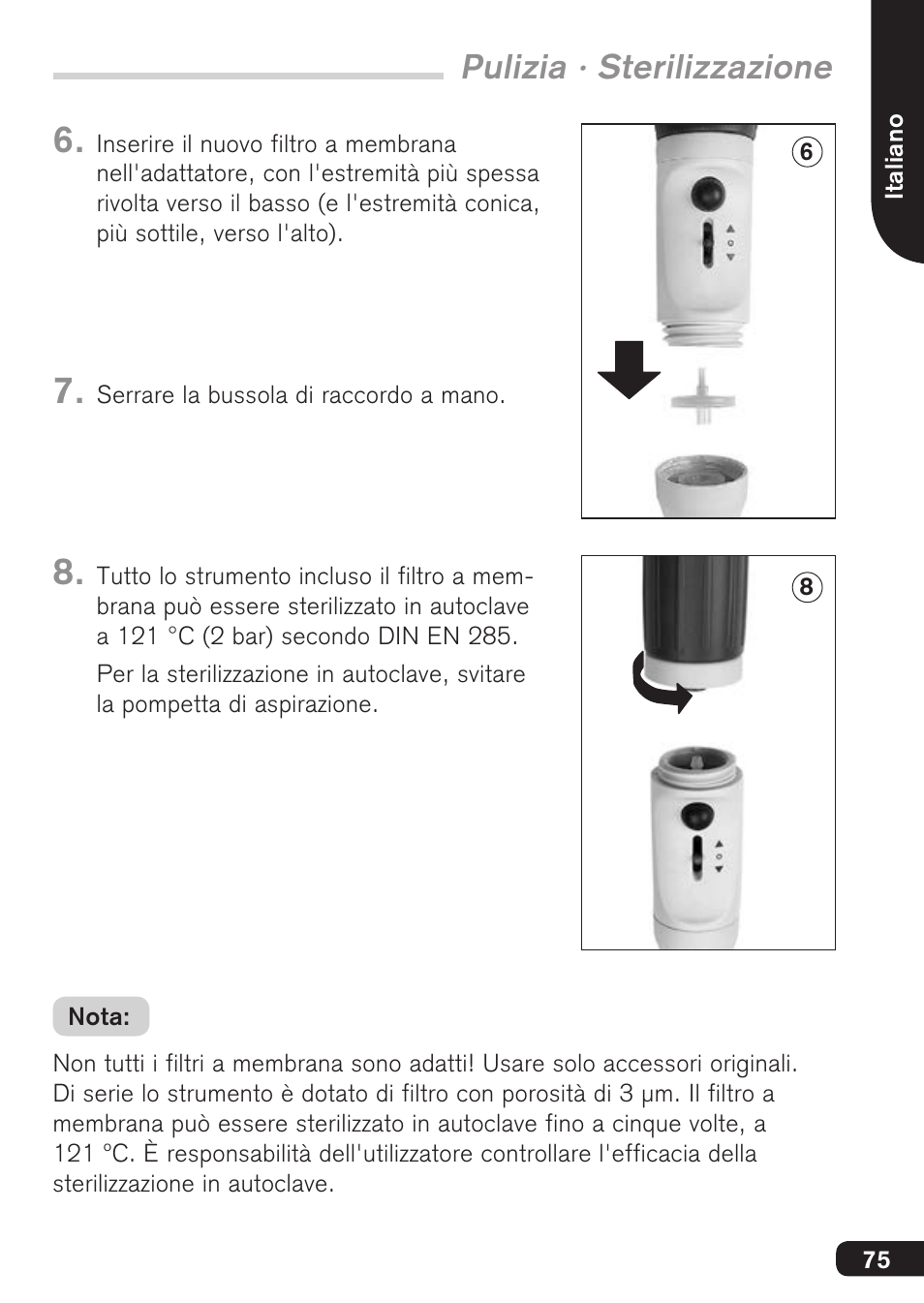 Pulizia · sterilizzazione | BrandTech Scientific macro User Manual | Page 75 / 84